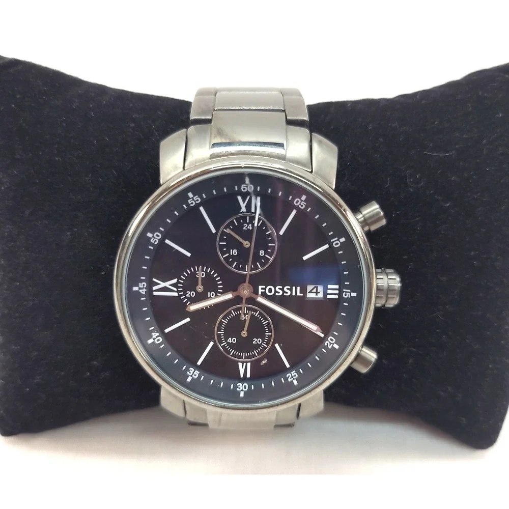 Fossil BQ1701 Rhett Blue Dial Metal Grey Stainless Steel Chronograph Men Watch